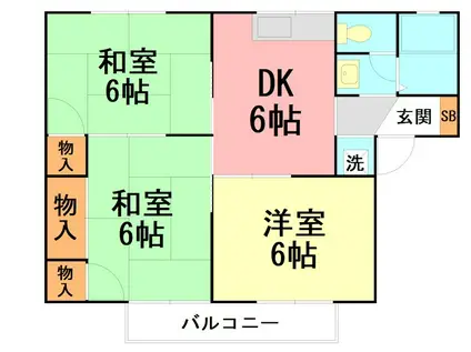 シャトレー森戸(3DK/2階)の間取り写真