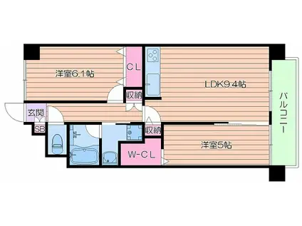 ベリー海老江(2LDK/5階)の間取り写真