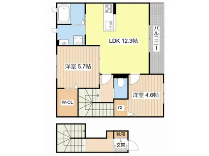 エスペランサ南彦根(2LDK/2階)の間取り写真