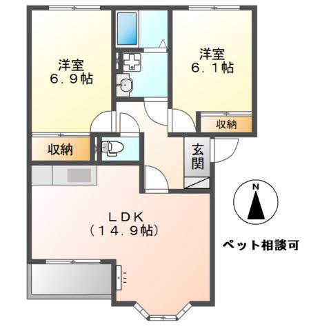 キングスビレッジM(2LDK/2階)の間取り写真