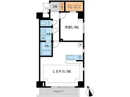 NTPRレジデンス鷹番(1LDK/1階)の間取り写真