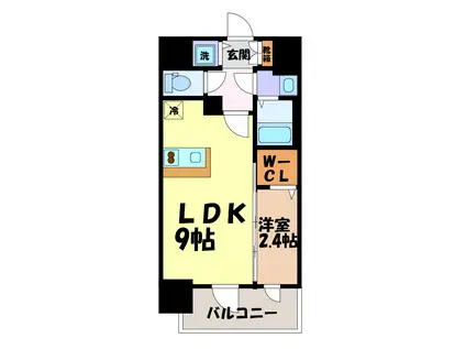 CREST TAPP志賀本通(1LDK/13階)の間取り写真