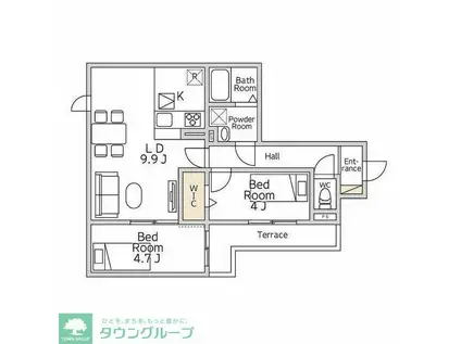 デュエット横浜高田(2LDK/1階)の間取り写真