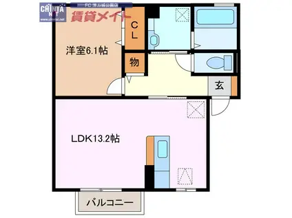 グランアーク(1LDK/1階)の間取り写真