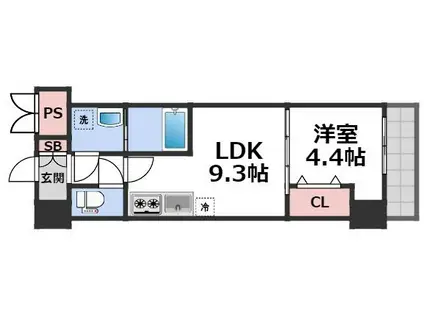 グランパシフィック北巽(1LDK/5階)の間取り写真