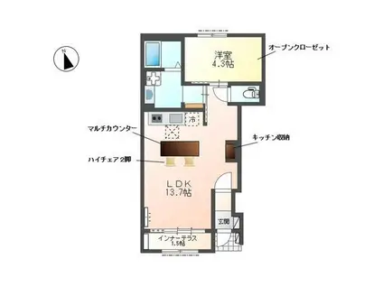 ヴィラ・竹ノ花(1LDK/1階)の間取り写真