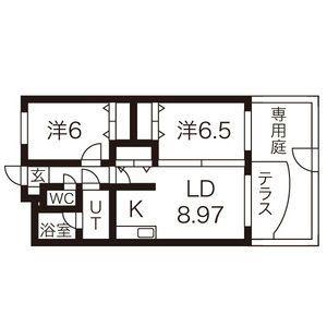 ライプン(2LDK/1階)の間取り写真