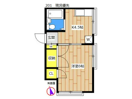 第1メゾンTS(1K/2階)の間取り写真