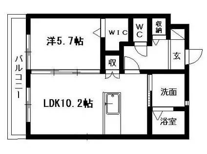 ソレアード(1LDK/2階)の間取り写真