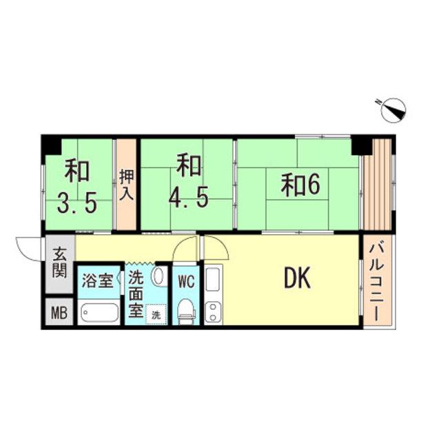 エクセル若松(3DK/4階)の間取り写真