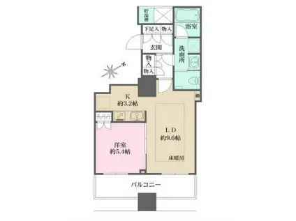 ザ・パークハウス西新宿タワー60(1LDK/6階)の間取り写真