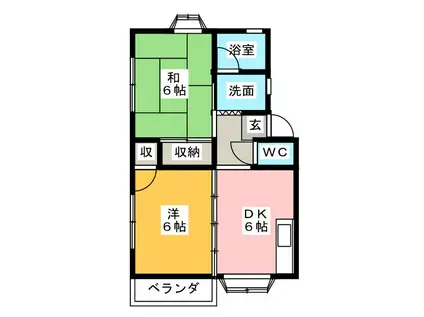 メゾンタキグチ(2DK/2階)の間取り写真