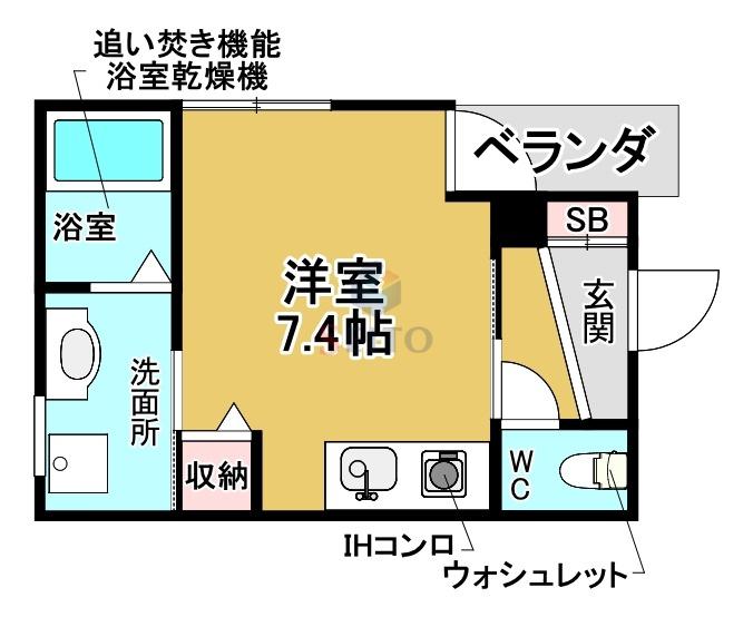 ブランシェ服部(ワンルーム/3階)の間取り写真