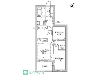 GREENCREST(2LDK/3階)の間取り写真
