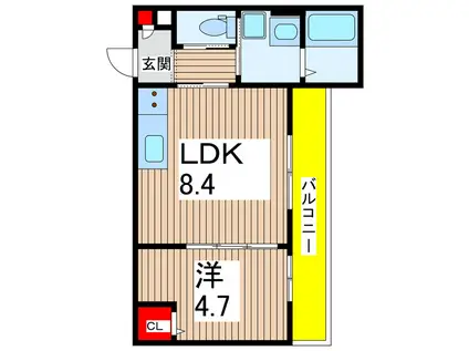 赤大路町アパート(1LDK/1階)の間取り写真