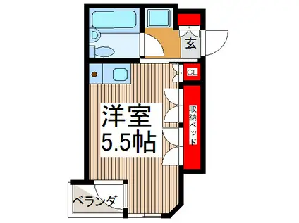 コーポ天野(ワンルーム/2階)の間取り写真