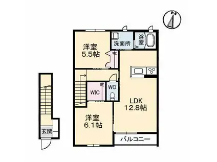 エクリールB棟(2LDK/2階)の間取り写真