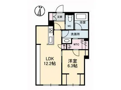 クロノス(1LDK/1階)の間取り写真
