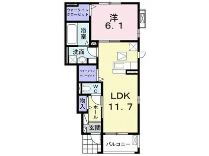 COMFORT NARAWAII(1LDK/1階)の間取り写真