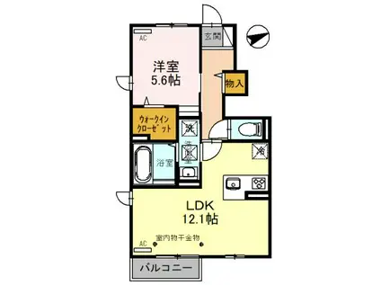コモド カーサ(1LDK/1階)の間取り写真