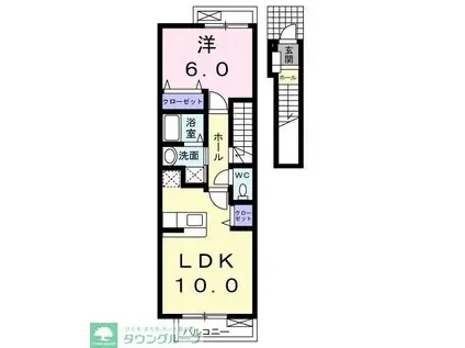 アンジュコリーヌ(1LDK/2階)の間取り写真