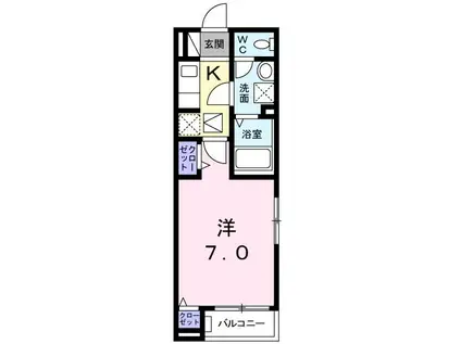 ルピナス 戸塚(1K/1階)の間取り写真