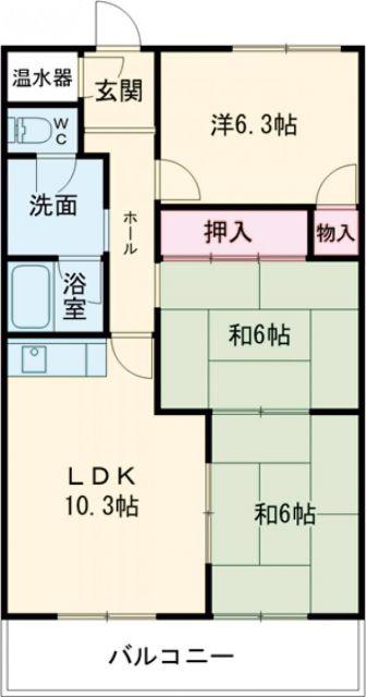 MKタウン江場A(2LDK/2階)の間取り写真