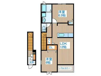 ハイルザームIII(2LDK/2階)の間取り写真