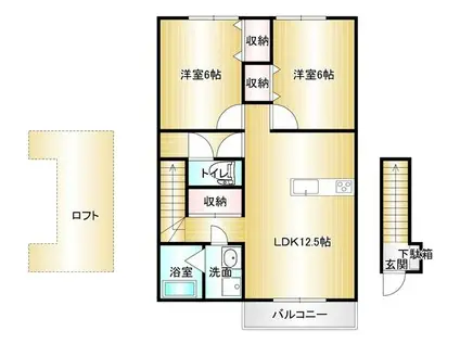 ピュアティー伊岐須(2LDK/2階)の間取り写真