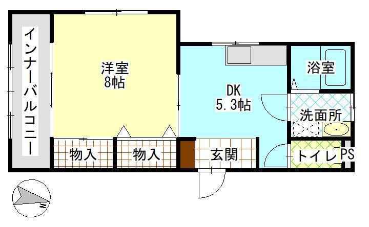 ヴリュッケ(1DK/2階)の間取り写真