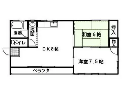 中道・ハイツ(2DK/1階)の間取り写真