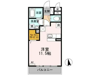 グランエスポワール(ワンルーム/1階)の間取り写真