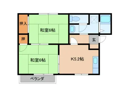 フレグランス山の辺G(2K/2階)の間取り写真