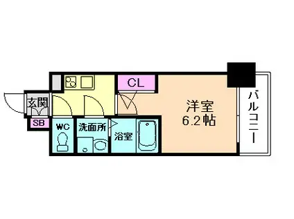 エスリード大阪ラ・リュ―ル(1K/12階)の間取り写真