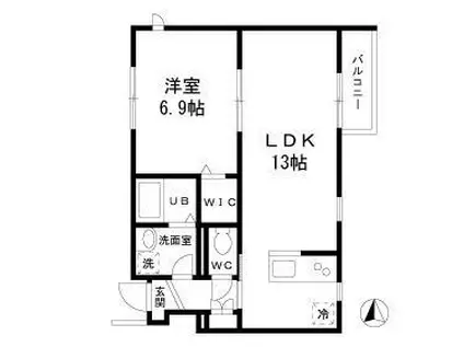 リバーサイドコート(1LDK/1階)の間取り写真
