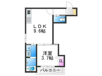 アーバンヴィラ平野(1LDK/3階)の間取り写真