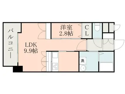 シャトー・デュ・アーサー(1LDK/6階)の間取り写真