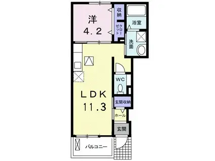 SWEET PEA(1LDK/1階)の間取り写真