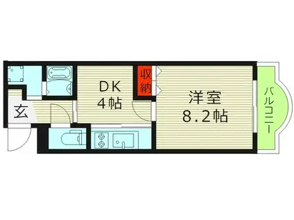 フォレストメゾン(1DK/2階)の間取り写真