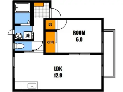 パストラルA棟(1LDK/2階)の間取り写真