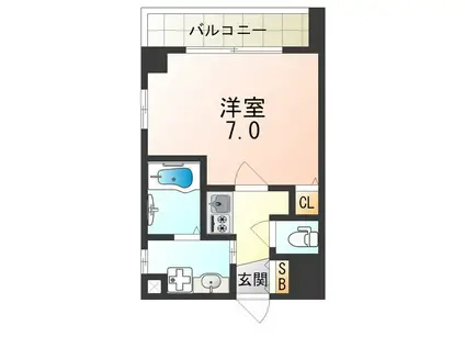 ラシーヌ新北野(1K/4階)の間取り写真