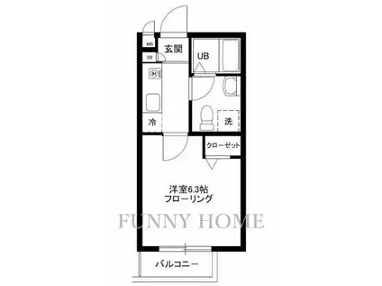 フェリース桜新町(1K/1階)の間取り写真