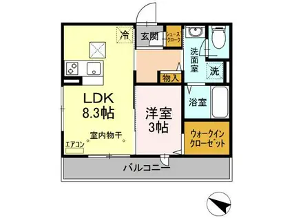 ＪＲ常磐線 柏駅 徒歩13分 3階建 築10年(1DK/1階)の間取り写真