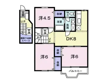 ソレイユA棟(3DK/2階)の間取り写真