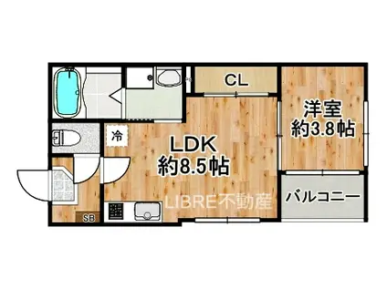 スーリヴェール(1LDK/1階)の間取り写真