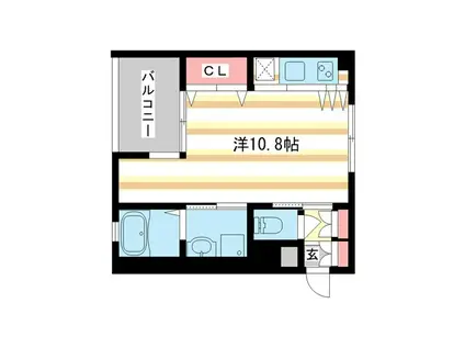 CUBE(ワンルーム/3階)の間取り写真