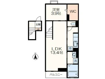 SUNNY SIDE(1LDK/4階)の間取り写真