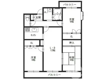 ISE伊勢 北長尾町7811(3LDK/6階)の間取り写真