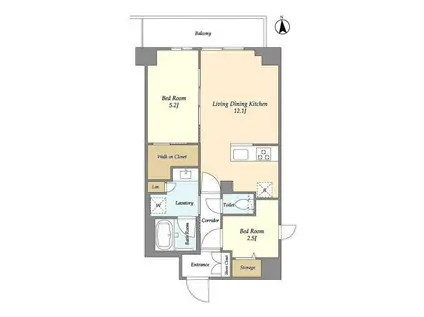 コンフォリア竹ノ塚イースト(2LDK/4階)の間取り写真