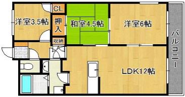ロイヤルメゾン富士(3LDK/1階)の間取り写真
